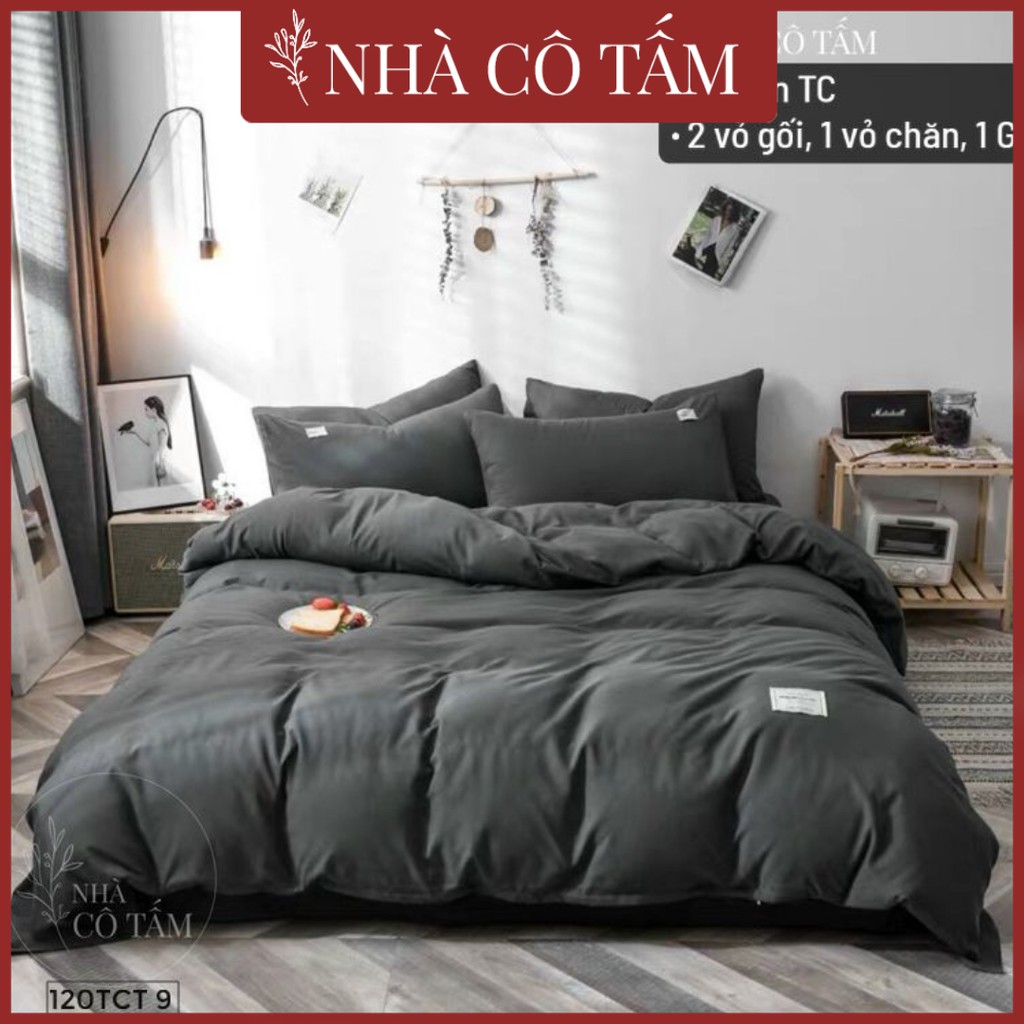 Bộ Chăn Ga Gối Đen Ghi Giá Rẻ Cực Đẹp. Cotton Tici Trơn Hàn Nhà Cô Tấm ( Có Hình Ảnh Thật)