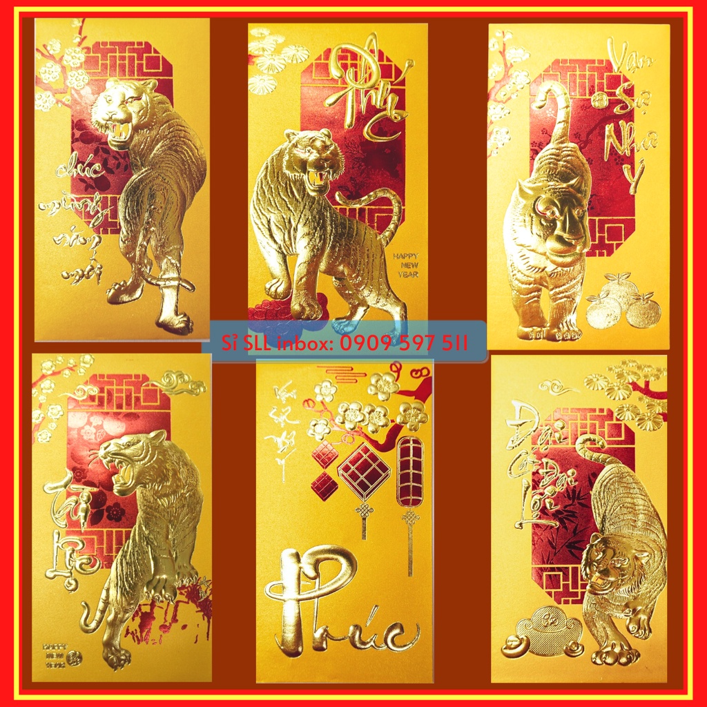 Lì Xì Tết Chữ Nổi 3D, Bao Lì Xì Vàng Truyền Thống Tết 2024 Sang Trọng PUKAPI