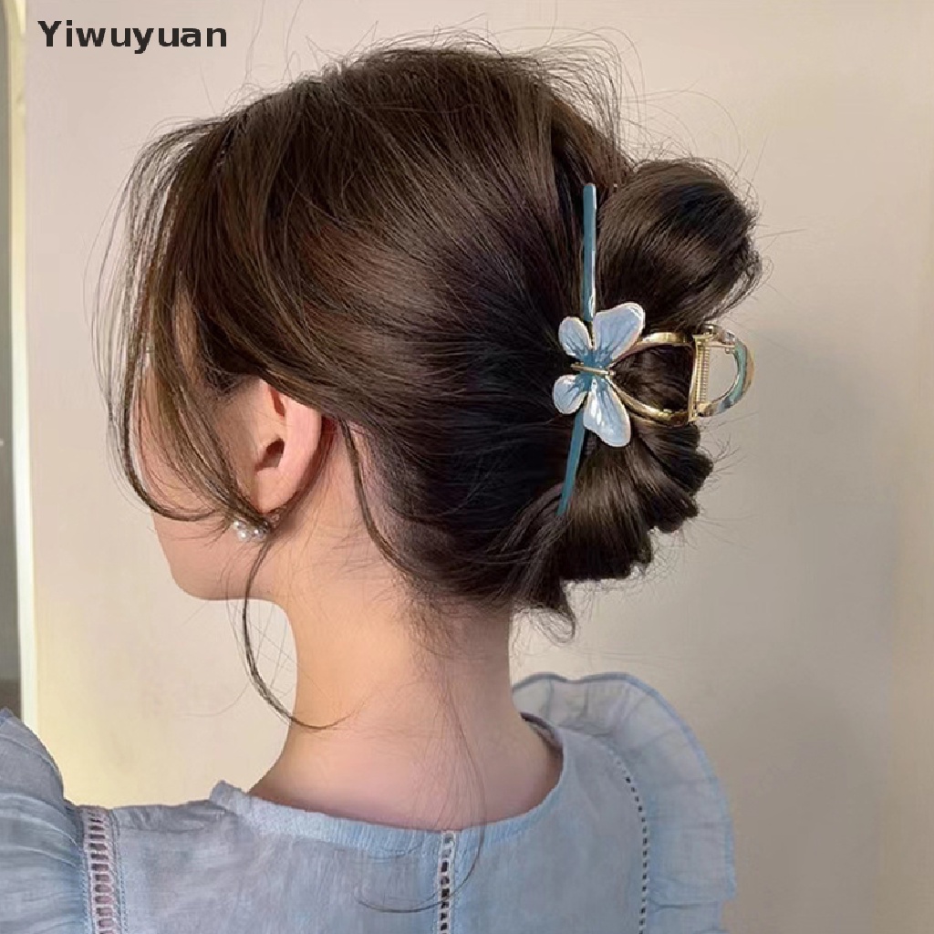 < Yiwuyuan > Kẹp Tóc Hình Bướm Màu Vàng Kim Sang Trọng Phong Cách Hàn Quốc Cho Nữ