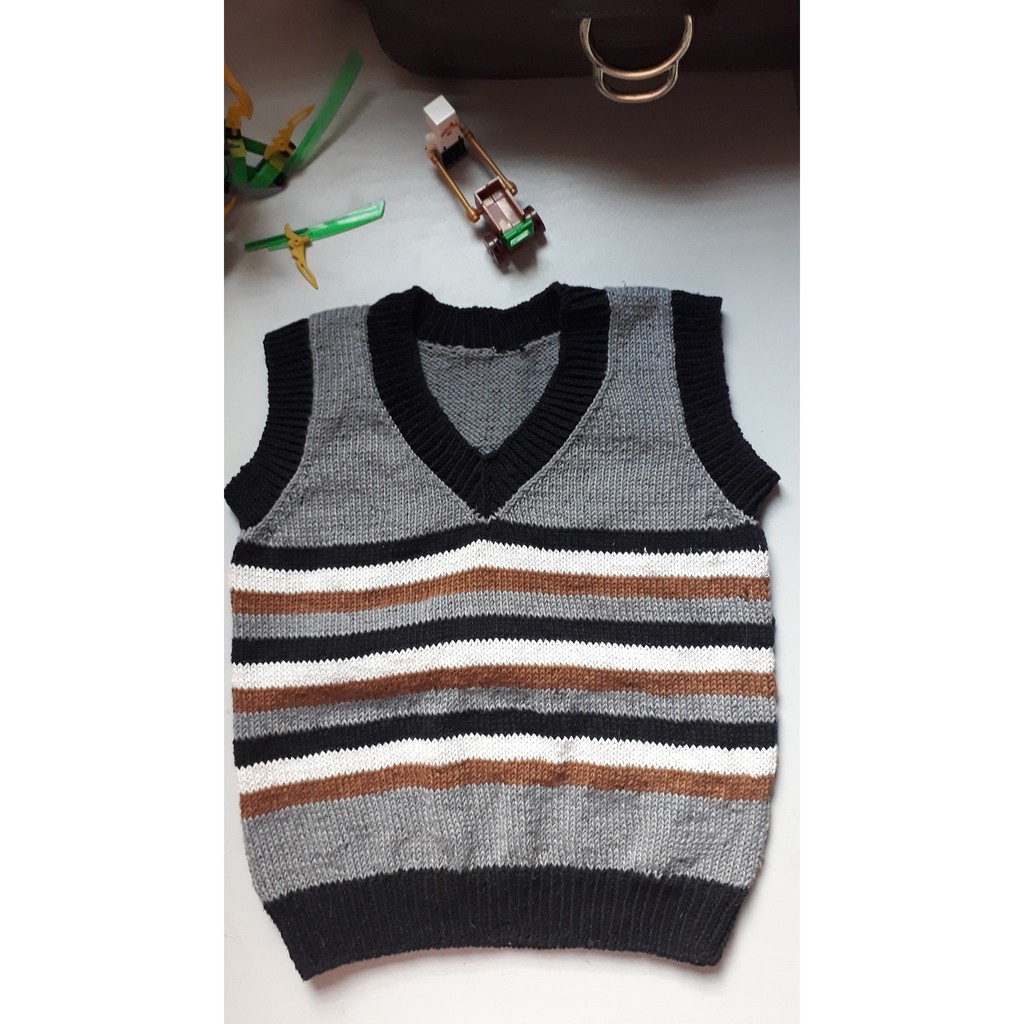 HANDMADE Baby - Áo len Gile kẻ bé trai - Đan tay thủ công ( ảnh thật )