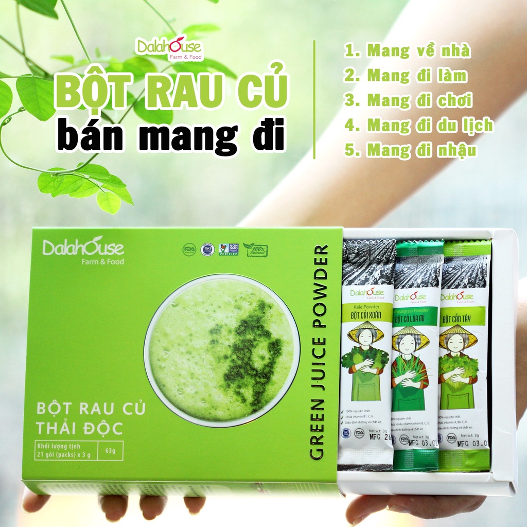 Bột Rau Củ Thải Độc Dalahouse 63gr Sấy Lạnh Nguyên Chất, Đào Thải Độc Tố, Cân Bằng Cơ Thể