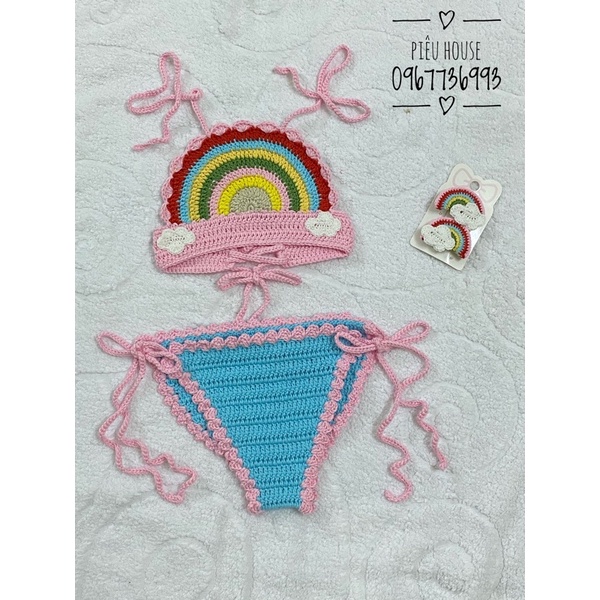Bikini móc len 100% handmade cho bé