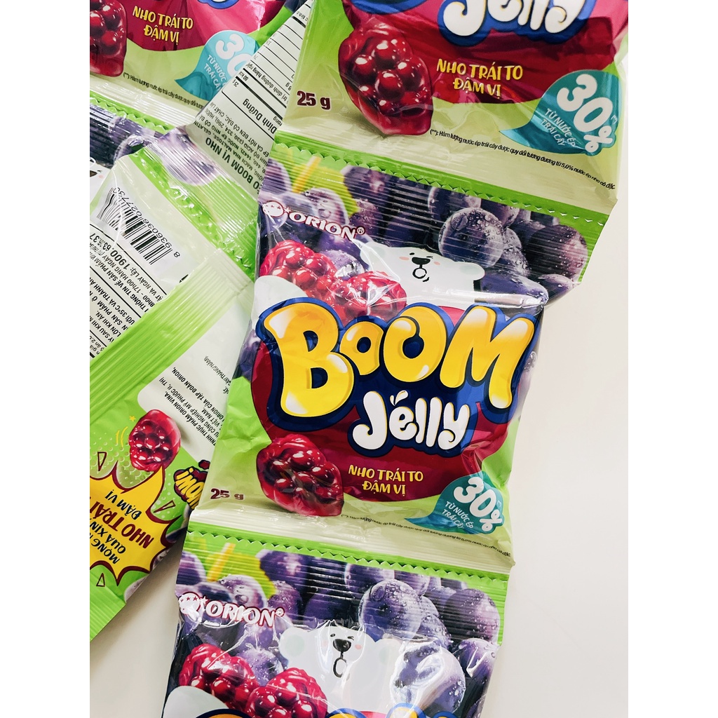 Combo 10 Gói Kẹo Dẻo Trái Cây Orion Boom Jelly vị Đào, Nho, Dâu, Xoài Muối Ớt