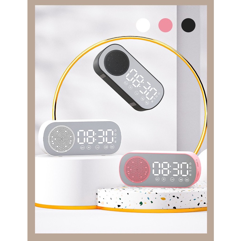 Loa bluetooth mini G30, kiêm đồng hồ báo thức ,nghe đài FM, màn hình tráng gương hiển thị đèn led - BH 1 đổi 1