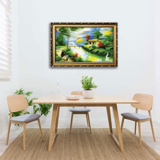 [Siêu rẻ] Tranh đồng quê đẹp- tranh đồng quê bằng gỗ- TT980 - tặng vòng phong thủy