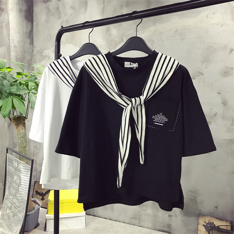 Áo phông Thủy Thủ - pocket scarf shirt - nửa tay sinh viên mới cho mùa hè 2018 cá tính - sôi động