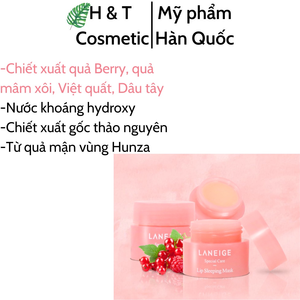 Mặt nạ ngủ môi Laneige Hàn Quốc dưỡng ẩm hồng môi giảm nứt nẻ loại bỏ da chết giúp căng bóng mịn màng