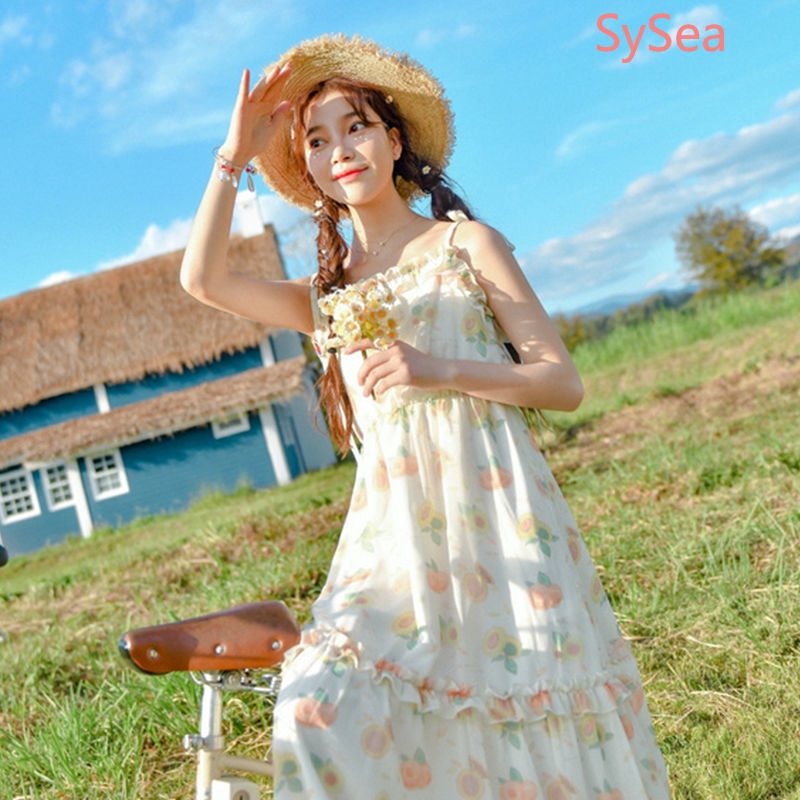 Đầm Hai Dây Dáng Dài Màu Vàng Sáng Thời Trang Đi Biển Dành Cho Nữ