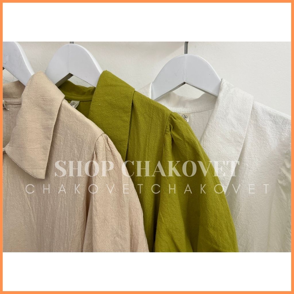 Đầm nữ tiểu thư bánh bèo V8327 Váy sơ mi dáng babydoll tay bồng style Hàn Quốc thích hợp mặc đi làm, đi chơi cực hot