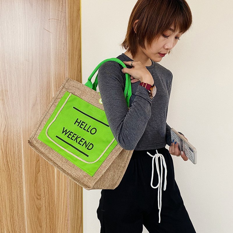Túi Xách Nữ Vải Lanh Cỡ Lớn Thời Trang Hàn Quốc Xinh Xắn