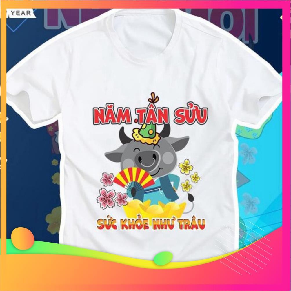 🍓(FREE❤️SHIP)🍓 Áo thun TRẮNG XUÂN TÂN SỬU 2021❤️ SỨC KHỎE NHƯ TRÂU ép nhiệt 3D nét căng