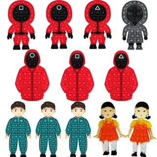 Đồ chơi nhấn bóp bong bóng cầm tay hình Squid Game giúp giảm căng thẳng hiệu quả