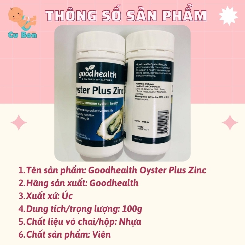 Tinh chất hàu biển úc Goodhealth Oyster Plus Zinc 60 viên bổ sung dưỡng chất và kẽm dồi dào tăng cường sinh lý nam giới