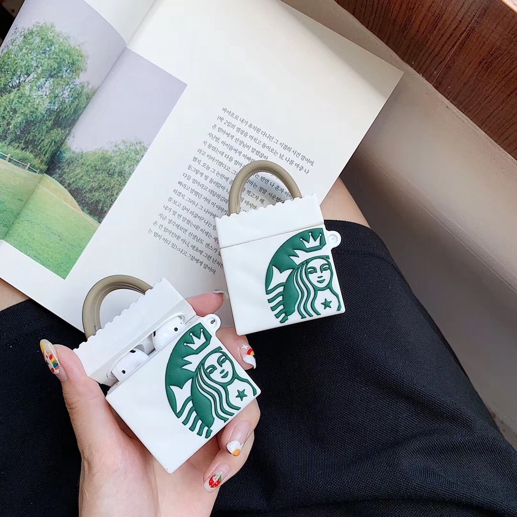 Vỏ bảo vệ hộp đựng tai nghe thích hợp cho Airpods 1 / 2 /Pro hình ly Starbucks đáng yêu