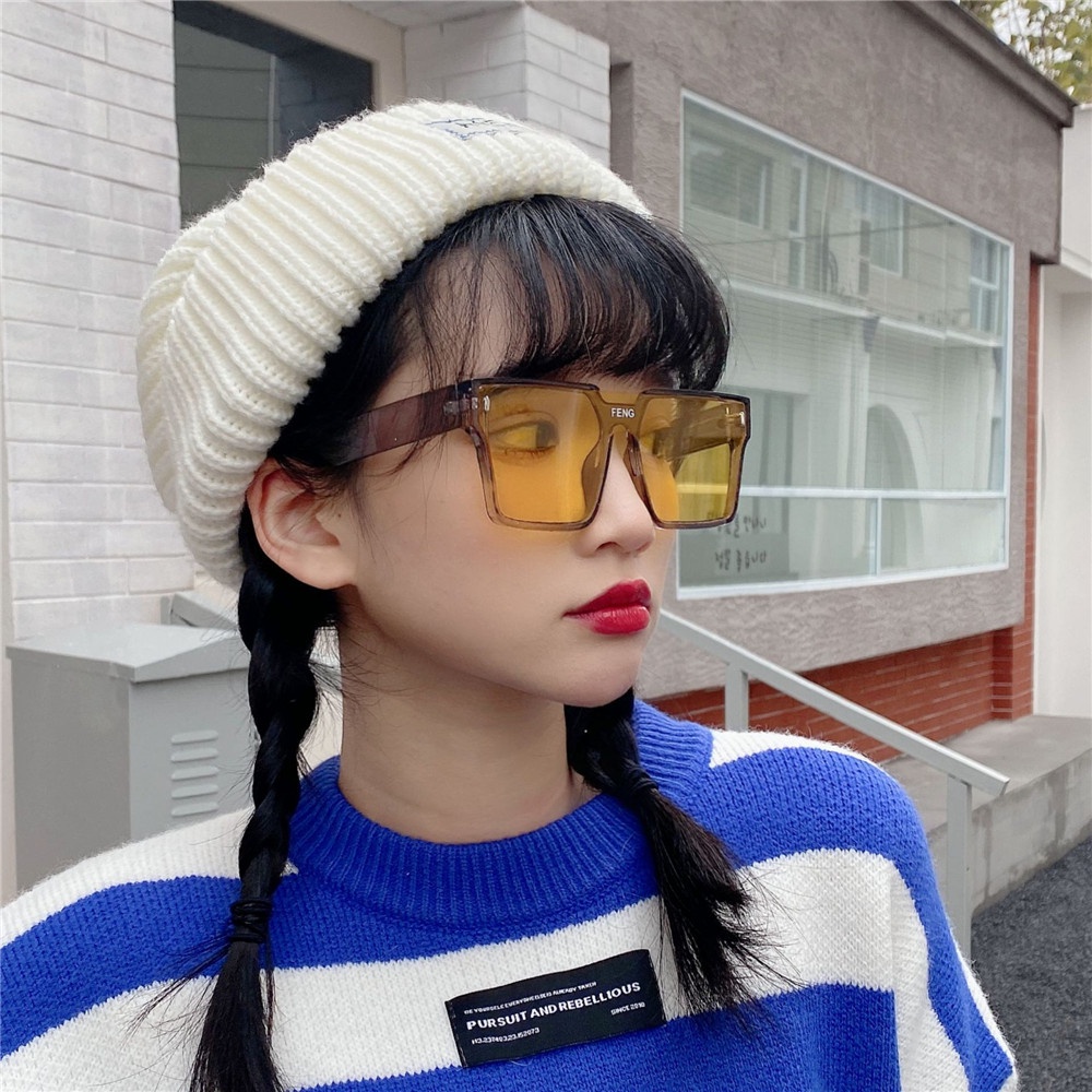 Kính Chống Nắng Thiết Kế Tròng Vuông Phong Cách Hip Hop Thời Trang Với 6 Màu Khác Nhau