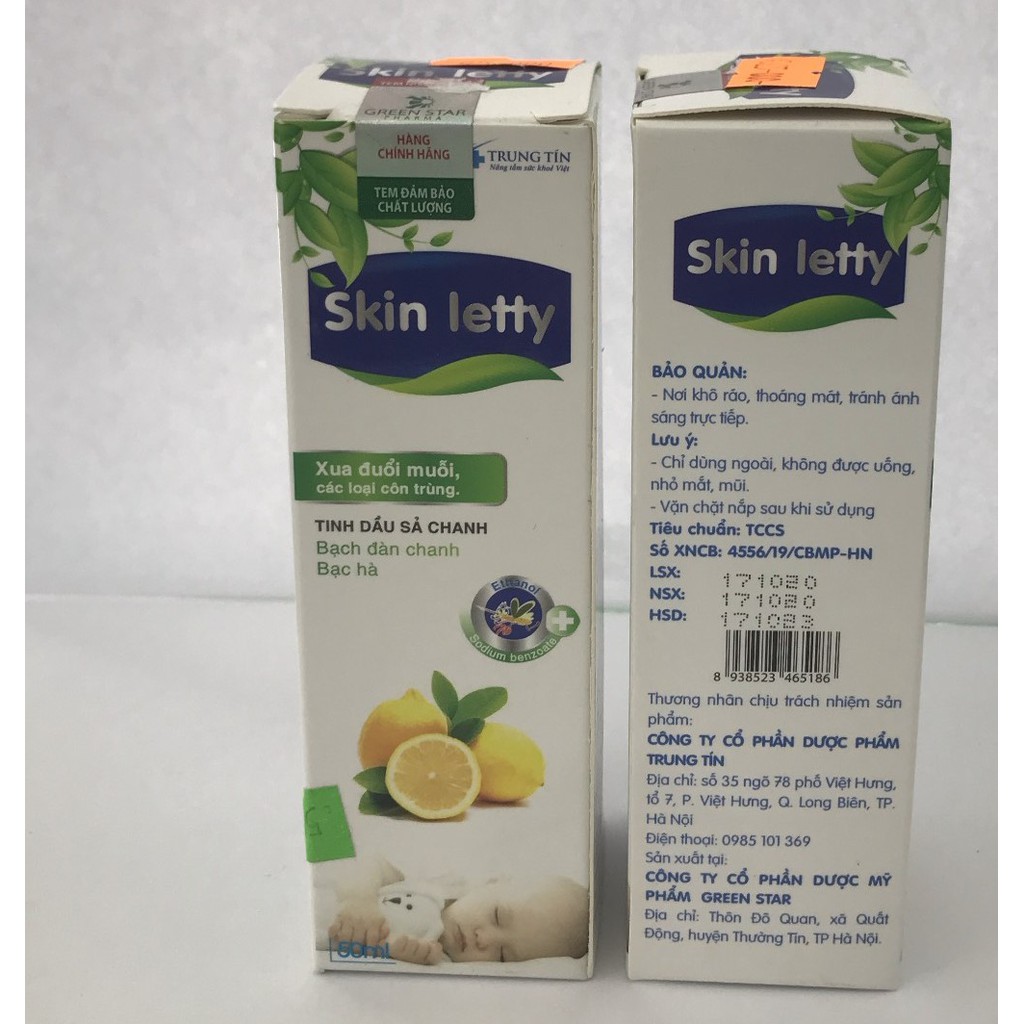 Xịt muỗi Skin letty, xua đuổi muỗi, côn trùng, chiết xuất thảo dược