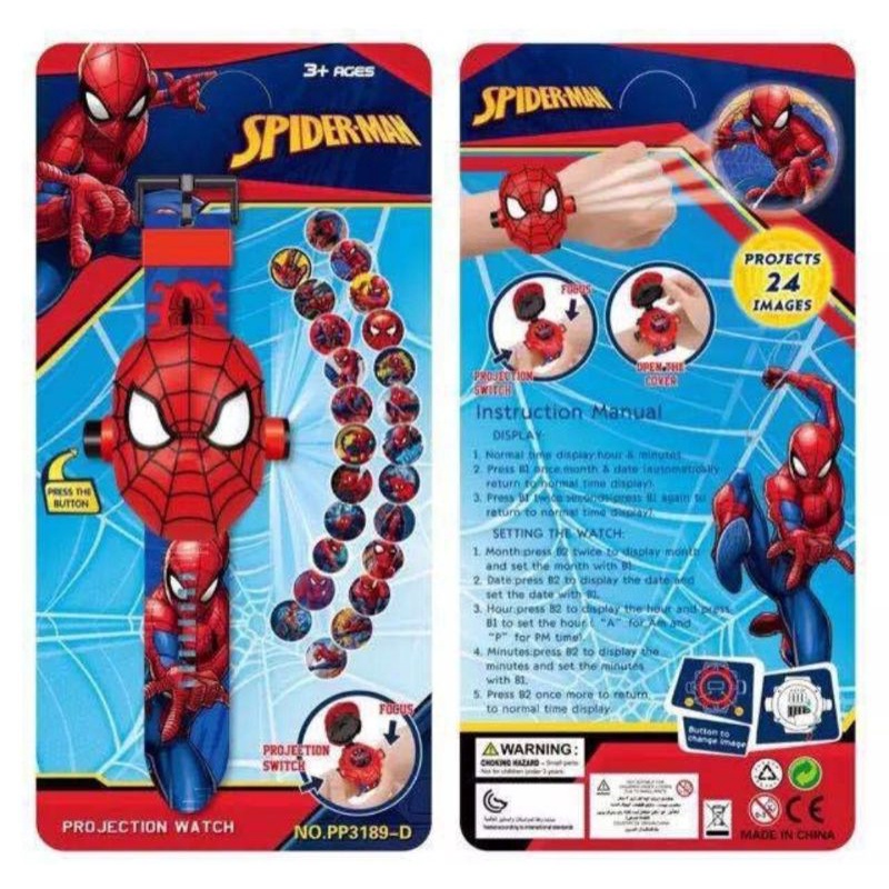 Đồ chơi đồng hồ siêu nhân spiderman chiếu đèn 3D nhiều hình