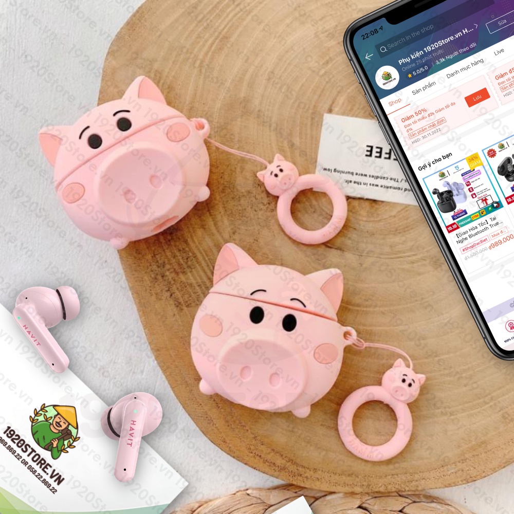 Case Vỏ Ốp HAVIT TW967 Bao Đựng Tai Nghe Không Dây Bluetooth TrueWireless Cao Cấp, Chống Bẩn - 1920Store.vn