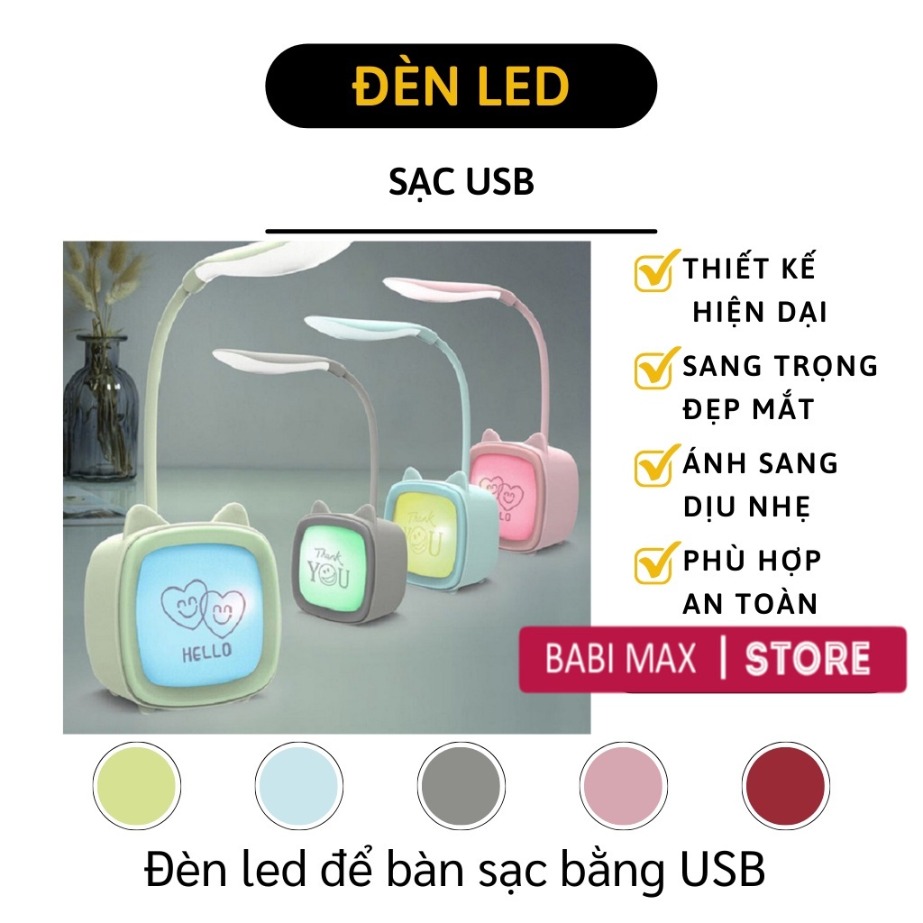 Đèn Học Để Bàn - Đèn Bàn Led Bảo Vệ Mắt Có 3 Chế Độ Sáng Kiểu Dáng Dễ Thương babimax 9438
