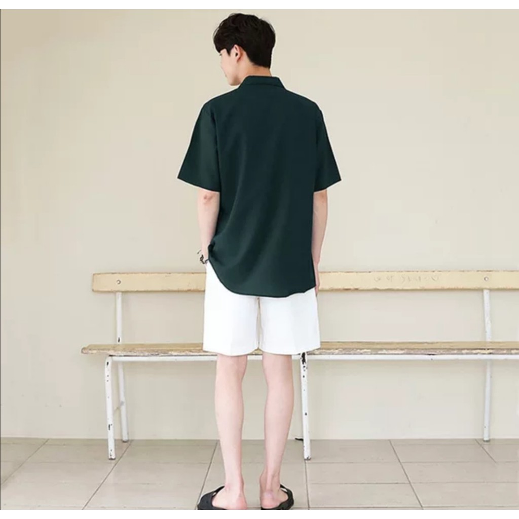 Áo sơ mi tay ngắn nam nữ form rộng sơ mi cổ vest unisex Hàn Quốc, chất vải lụa dãn SMV02 | BigBuy360 - bigbuy360.vn