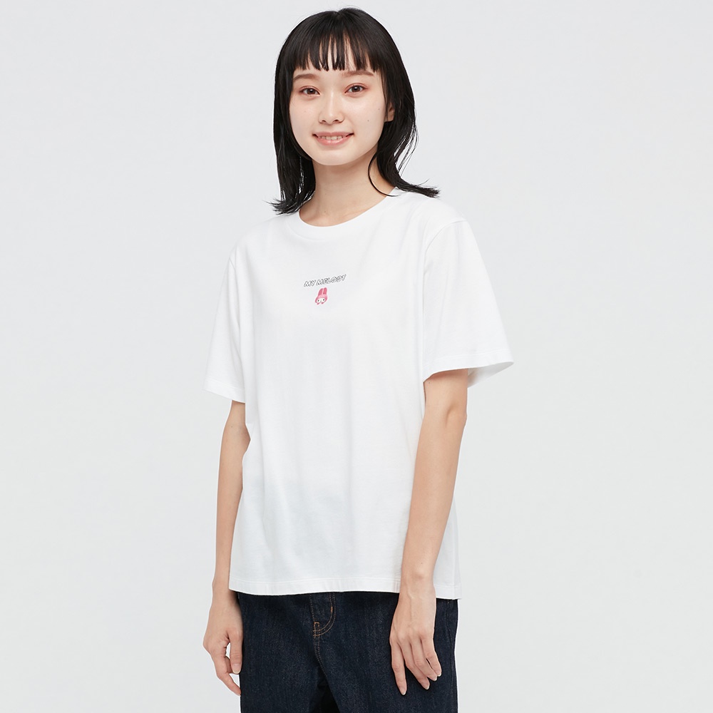 UNIQLO Áo Thun Ngắn Tay In Hình sanrio melody Thời Trang Dành Cho Nữ