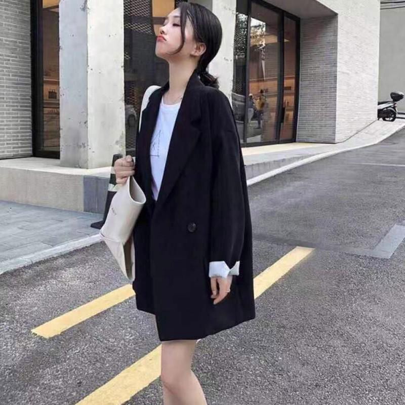 Áo Khoác Blazer Tay Dài Màu Trơn Cho Nữ