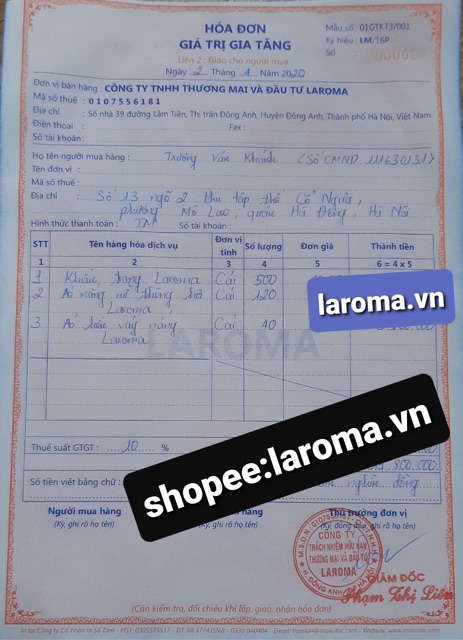 [Mã FATOP227 giảm 15% đơn 99K] Khẩu trang Laroma chất liệu làm mát