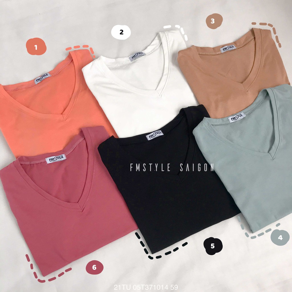 Áo Thun Trơn Nữ Cổ V - Cổ Tròn Nữ Basic 100% Cotton Thoáng Mát, Thấm HÚt Mồ Hôi. | BigBuy360 - bigbuy360.vn