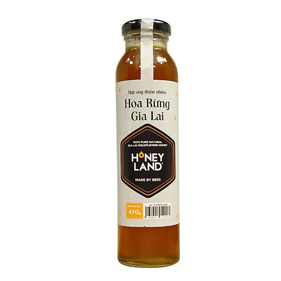 HONEYLAND - Bộ Mật ong Gia Lai 5 chai x 470g TẶNG NGAY mật ong điện biên 2 chai x 380g