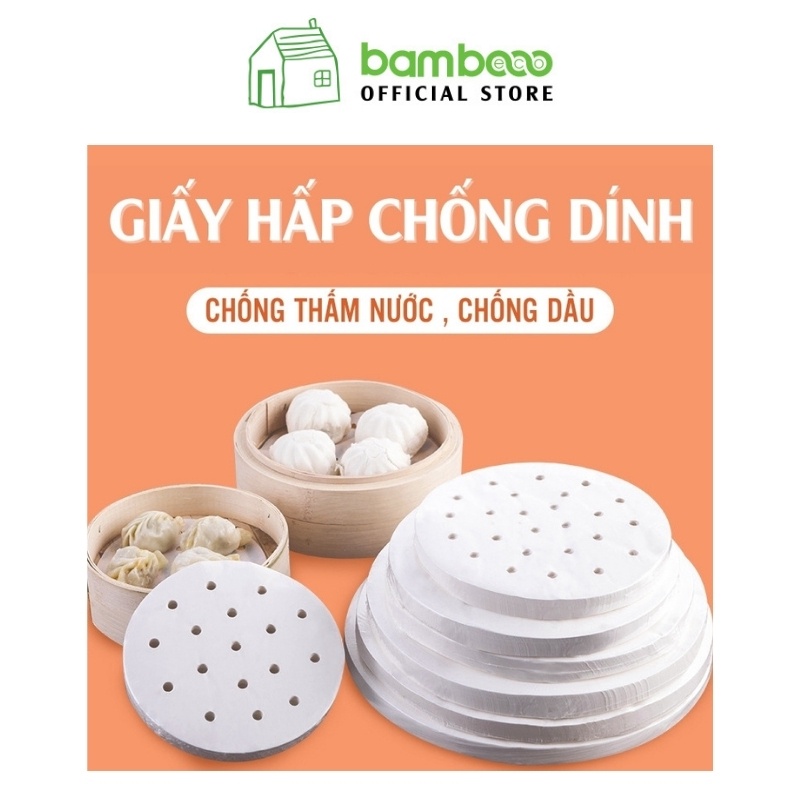 Giấy nến cho nồi chiên không dầu Bambooo Eco 100 tờ giấy nến đục lỗ an toàn sức khỏe mẫu mới 2022