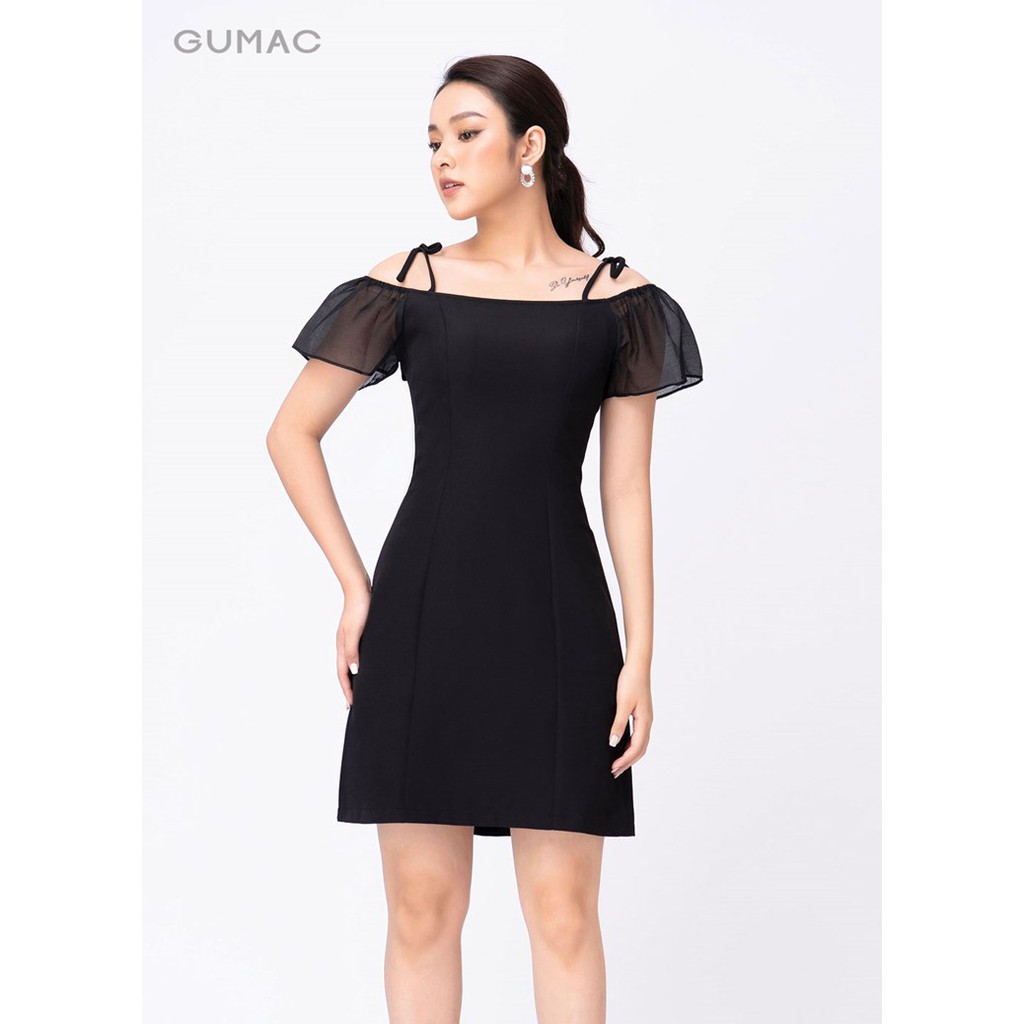 [Mã MABR07062 giảm 8% tối đa 50K đơn từ 249K] Đầm suông nữ GUMAC trễ vai tay phối đẹp, 2 màu Đen - Trắng đủ size DA9246 | BigBuy360 - bigbuy360.vn