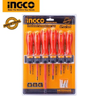 Bộ 6 tua vít cách điện Ingco HKISD0608