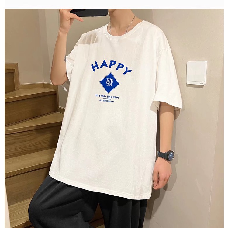 Áo Thun Tay Ngắn Dáng Rộng In Chữ Phong Cách Hip Hop Hàn Quốc Thời Trang Cho Nam Size M-8XL