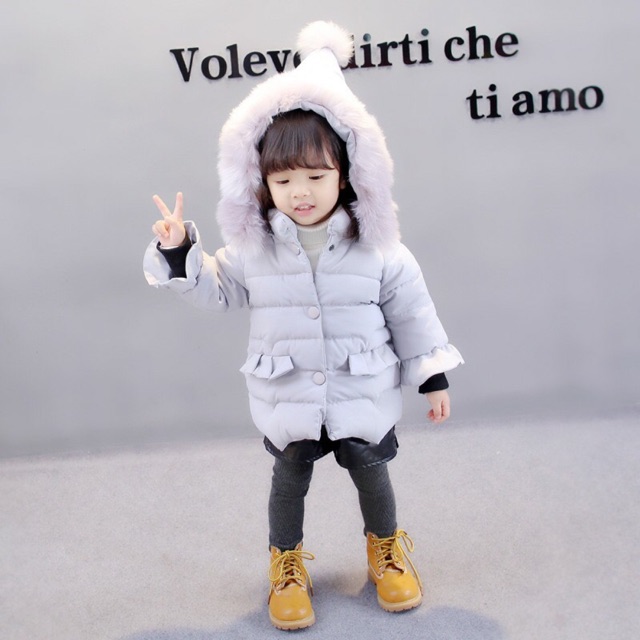 Áo Khoác Phao Mũ Lông cho bé