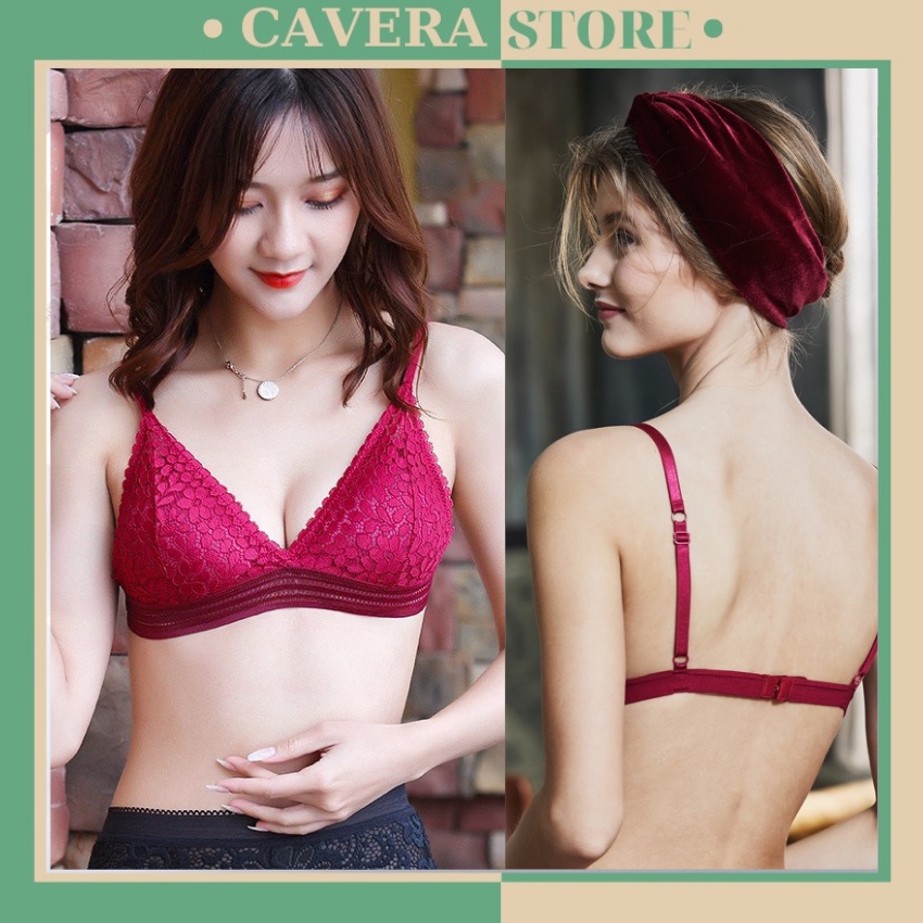 Áo Bra Ren Mút Mỏng cotton - Áo lót nữ không gọng mút mỏng Mặt ngoài áo phủ lớp hoa nhí cực yêu B7313