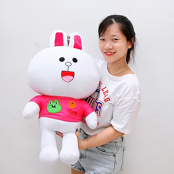 Gấu Bông Gối Ôm Thỏ Cony áo hồng 70cm