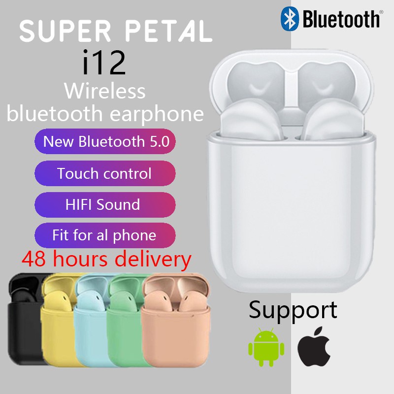 Tai nghe nhét tai không dây Bluetooth TWS inpods i12 Macaron 12 cao cấp tiện dụng