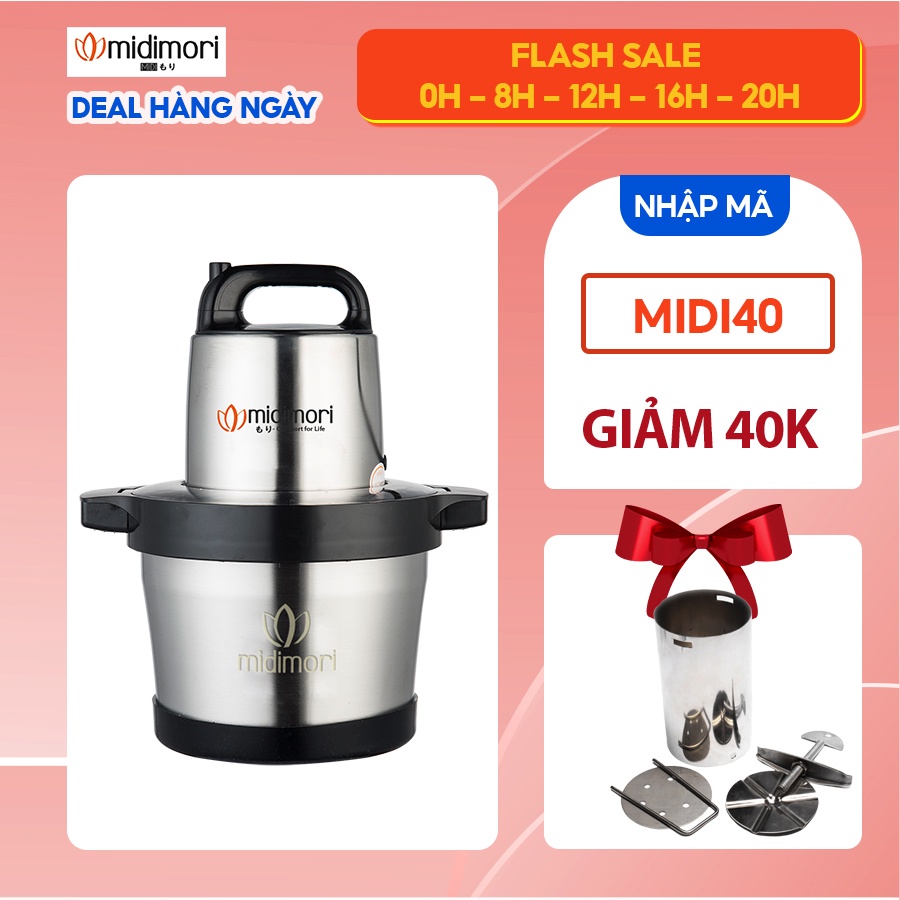 [Mã ELHADEV giảm 4% đơn 300K] Máy xay thịt inox Midimori MDMR-1200 (1200W) tặng khuôn làm giò chả inox 1kg