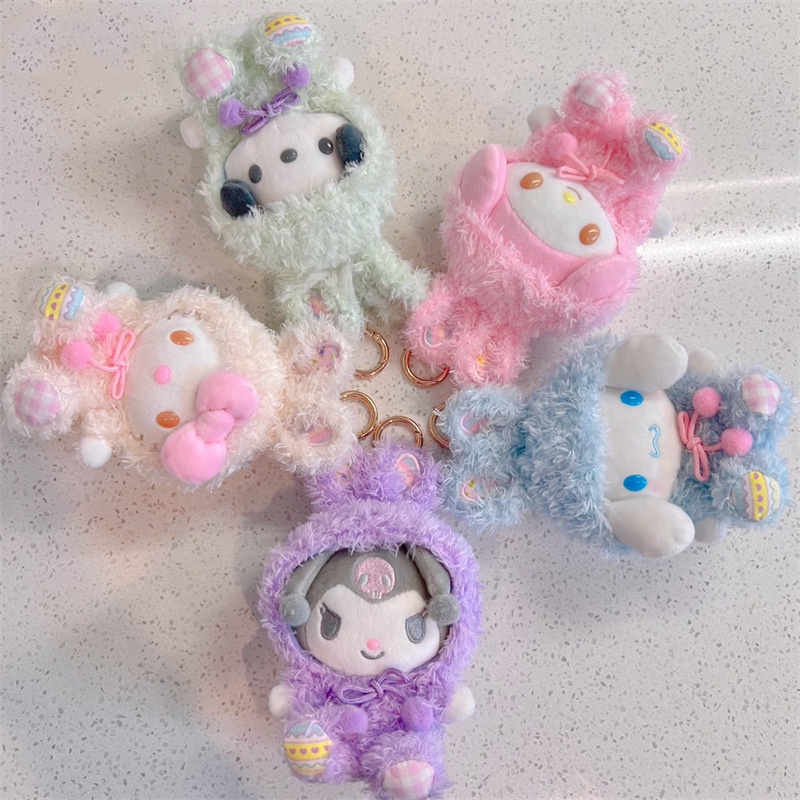 Búp bê nhồi bông Kuromi Melody Cinnamoroll Kitty phong cách lễ phục sinh 23cm/30cm treo trang trí/làm quà tặng