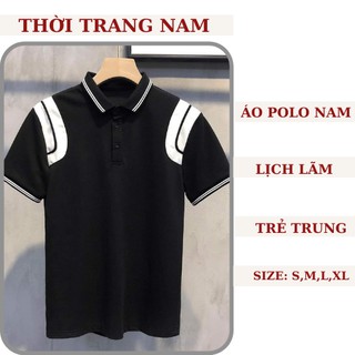 Áo Polo nam🍓🍓phối màu, chất cả sấu, hàng mới về 2 màu đen trắng, thời trang nam, thanh lich, KPISCLOTHER