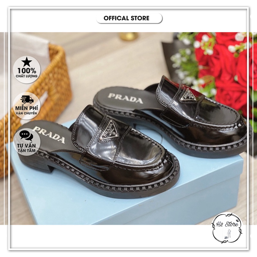 👠👟 Sục prada da bóng gót vuông fullbox ⚡