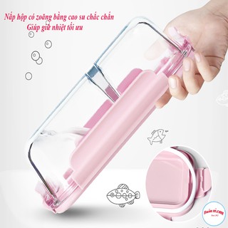 COMBO Cơm văn phòng - Túi đựng cơm Lunch Bag - Hộp thủy tinh 3 ngăn dày dặn, siêu chịu nhiệt 00995