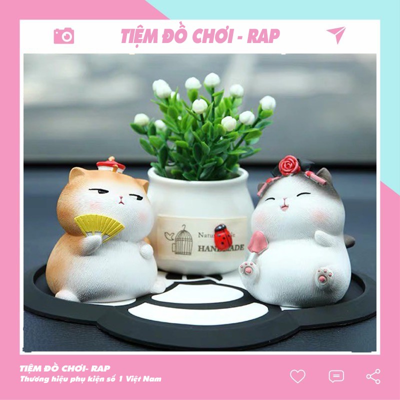 Set 4 mèo mô hình quý tộc Nhật Bản thần thái sang chảnh dễ thương để bàn trang trí góc làm việc  - Ráp