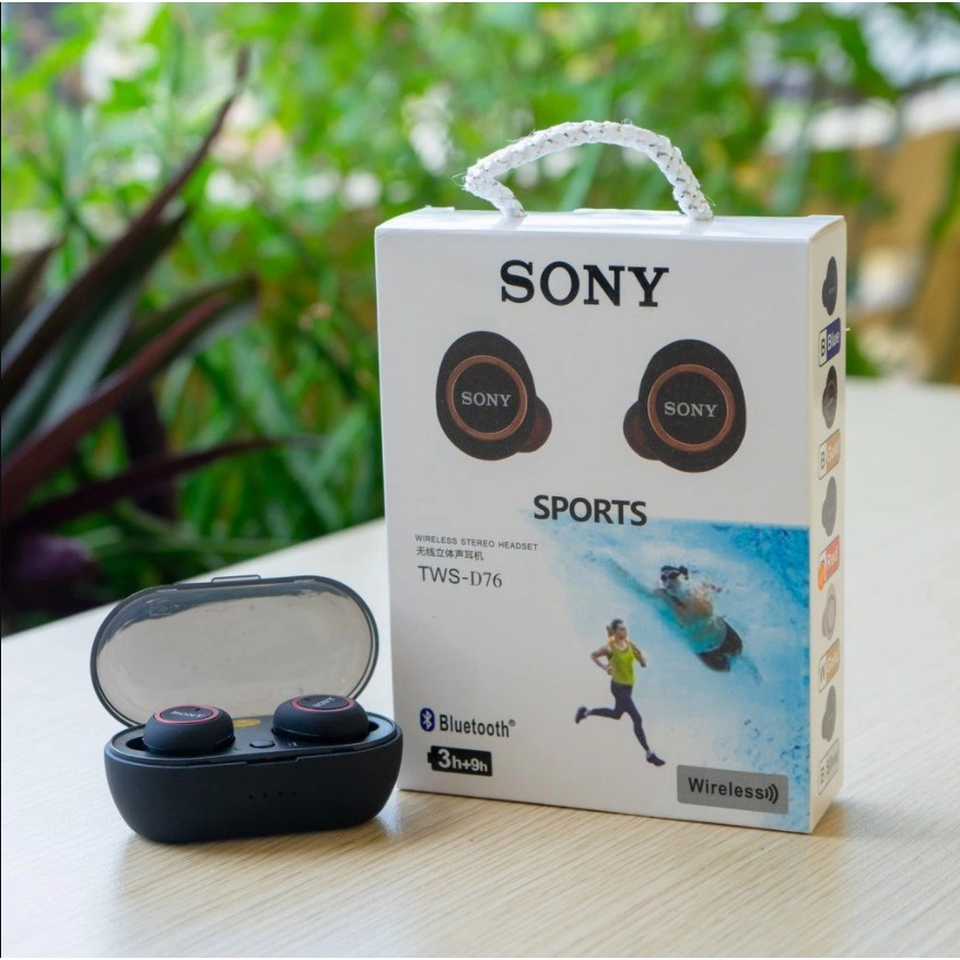 Tai Nghe Bluetooth không dây Sport Sony TWS - D76 âm bass trầm, âm tress nghe rõ ràng