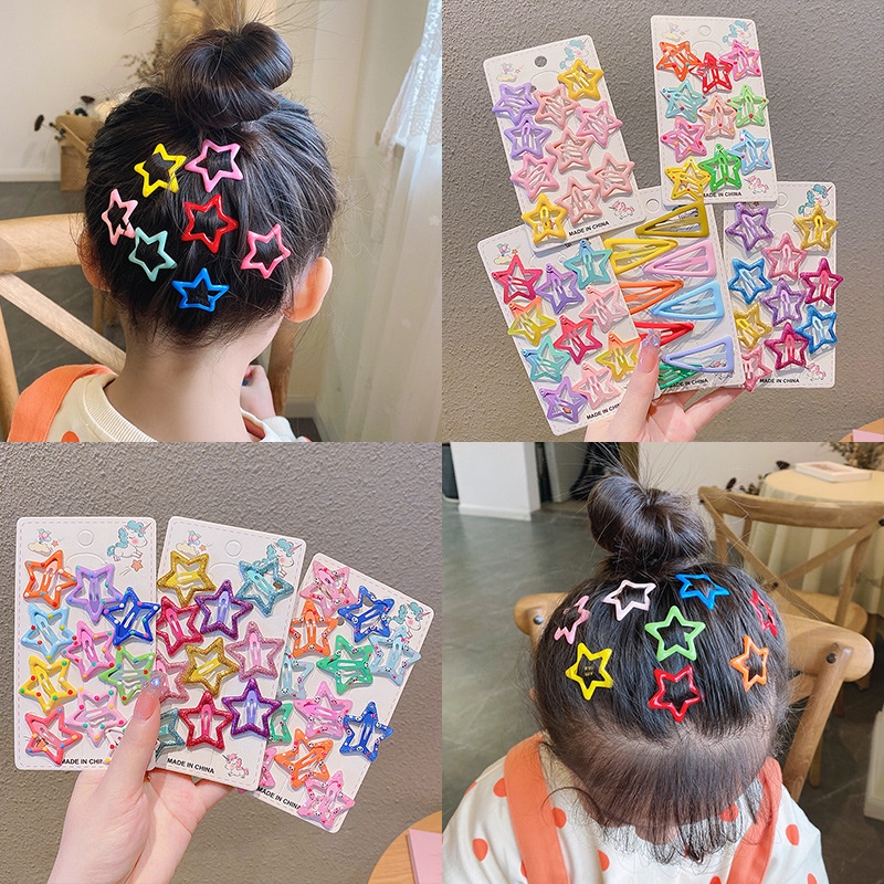 Set 4 Kẹp Tóc Màu Sắc Đa Dạng Phong Cách Hàn Quốc