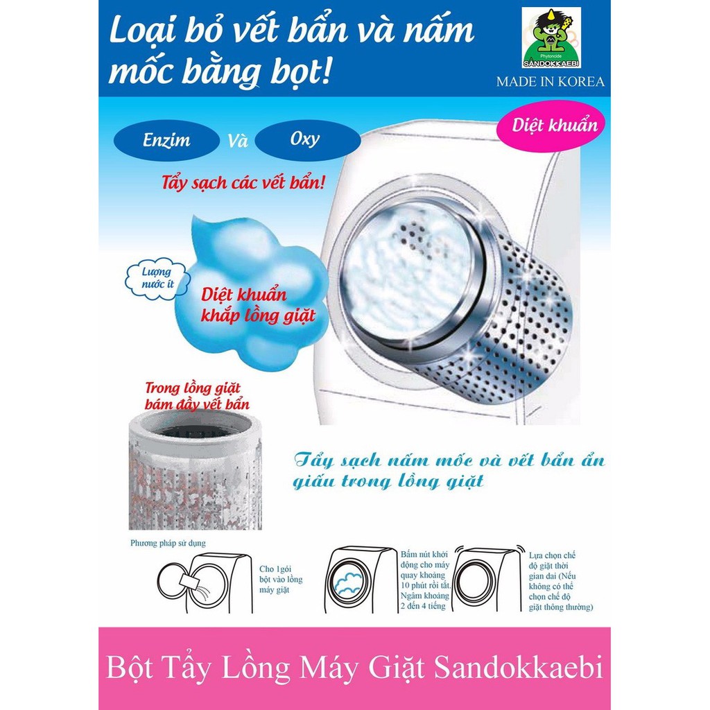 Combo 2 Bịch Bột Tẩy Lồng Máy Giặt Sandokkaebi
