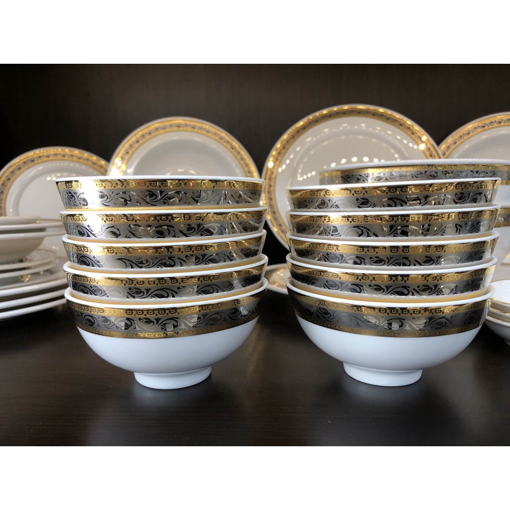 Bộ 10 Chén sứ Minh Long 11.5 cm Jasmine Hoa Hồng cao cấp dùng để ăn cơm trong gia đình, đãi khách, tặng quà tết