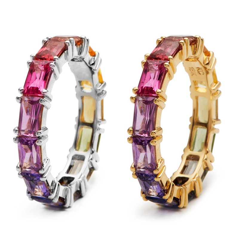 Tmdbyx Nhẫn Đeo Ngón Tay Màu Cầu Vồng Đơn Giản Thời Trang Cho Nữ