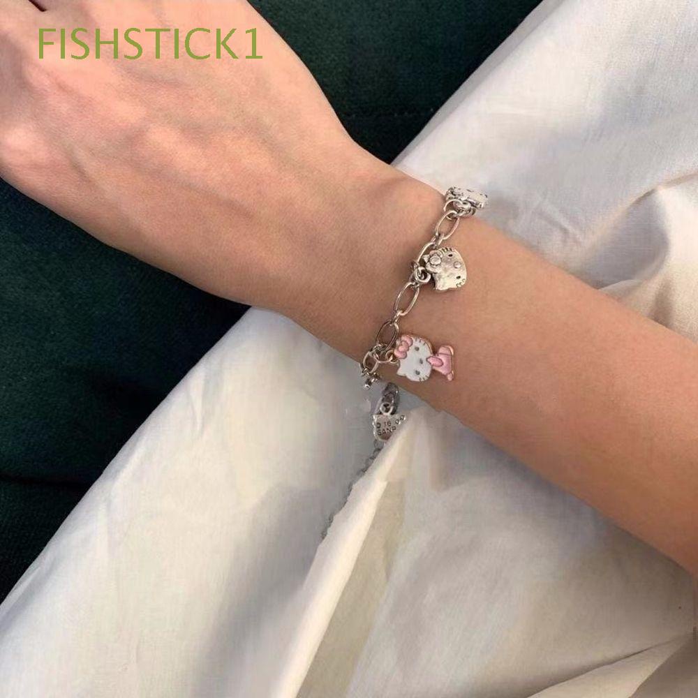 Vòng tay hình trái tim/ mèo Hello Kitty phong cách Hàn Quốc cổ điển có thể điều chỉnh