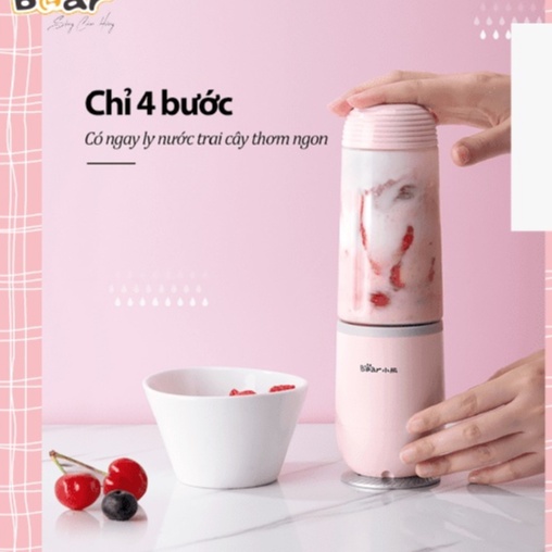Máy xay sinh tố mini Bear LLJ C10P1/BL-B10V2 3 cối cầm tay đa năng, xay thịt, tỏi ớt, hạt khô, Hàng Chính Hãng, BH 18 th